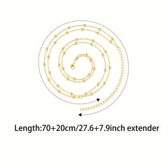Personalized fashion waist chain double-layer gold round beads with extender for adjustable length