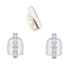 Three-piece silver teeth joint set with rhinestone accents for hip hop style