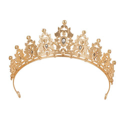 Gold baroque bride headdress crown with rhinestone details