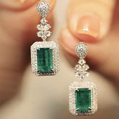 Square Bright Zircon Earrings