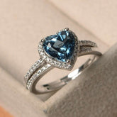 Blue Heart Zircon Ring