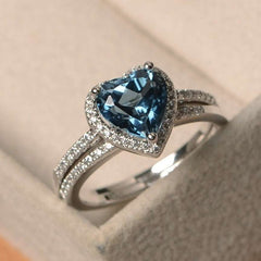 Blue Heart Zircon Ring