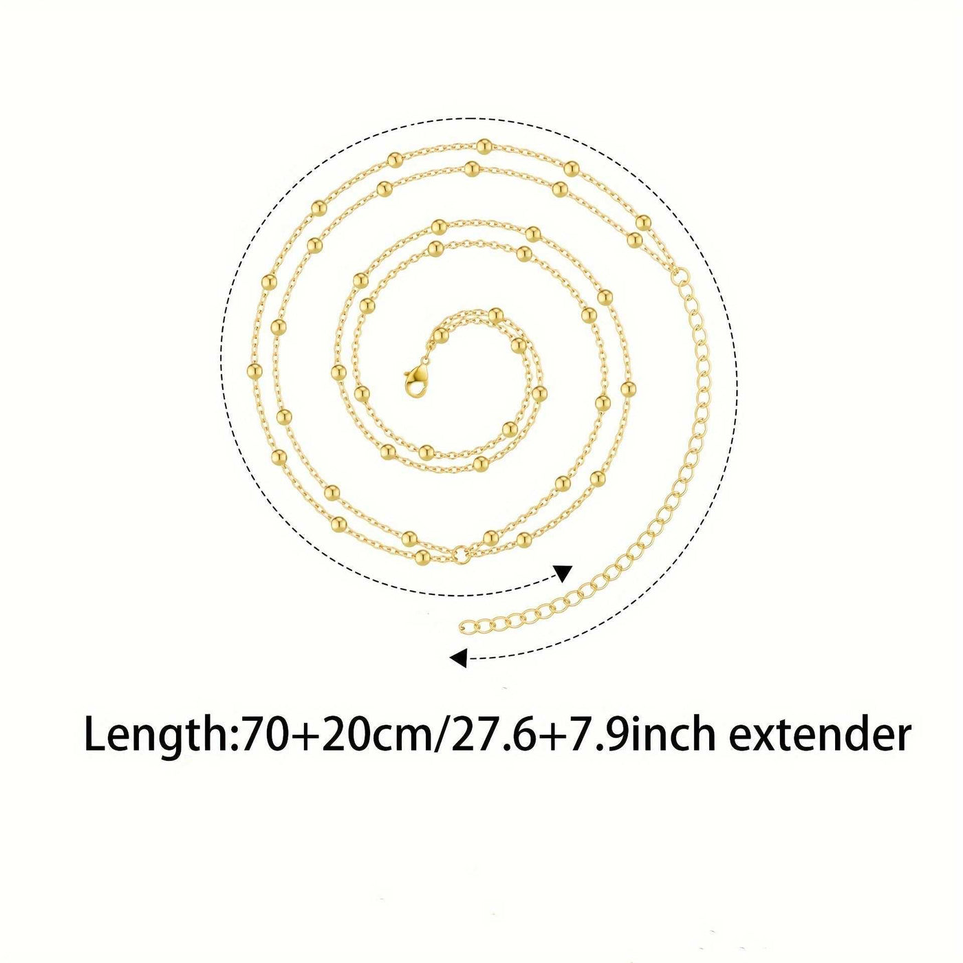 Personalized fashion waist chain double-layer gold round beads with extender for adjustable length