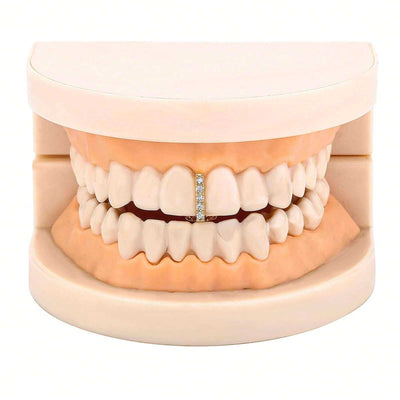 Three-piece DIY Teeth Joint hip hop grill accessory with rhinestones on dental model