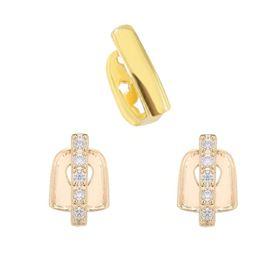 Three-piece gold teeth joint set with zircon stones for hip hop DIY style