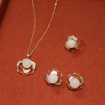 Natural Hetian White Jade Necklace For Women Camellia Fritillary