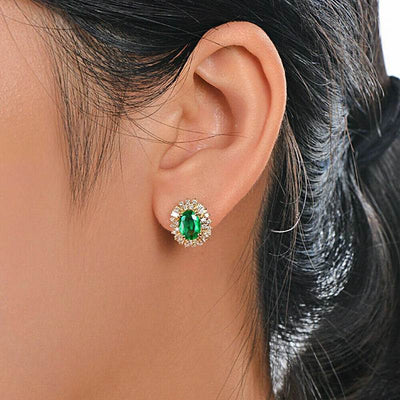 Special design fall winter green flower copper earrings luxury style