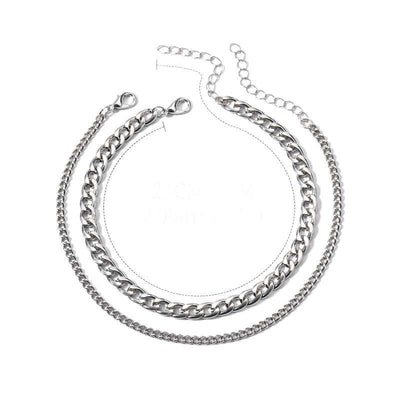 Fashion simple chain double-circle silver anklet for women geometric style alloy jewelry
