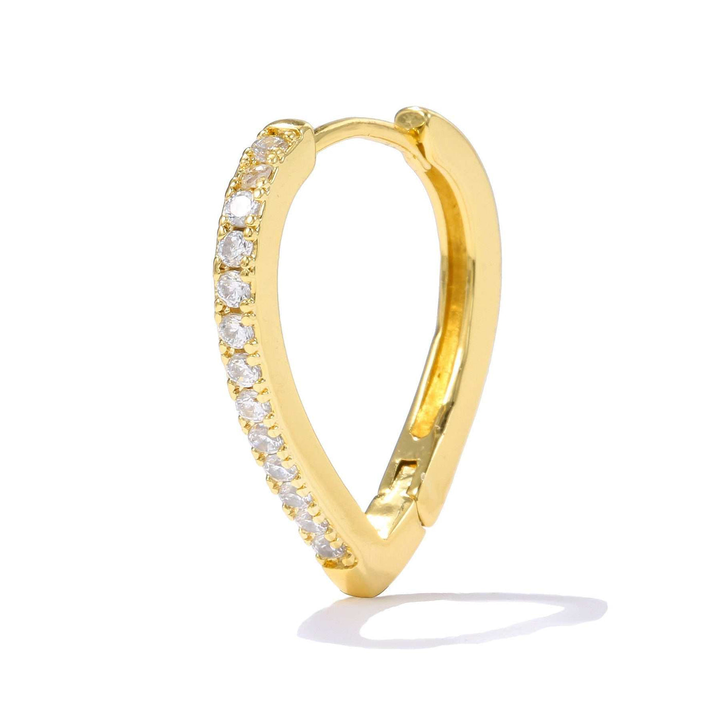 Simple gold heart-shaped ear clip with cubic zirconia stones for women summer fashion accessory