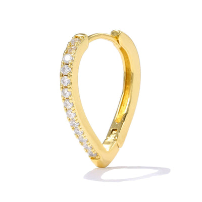 Simple gold heart-shaped ear clip with cubic zirconia stones for women summer fashion accessory