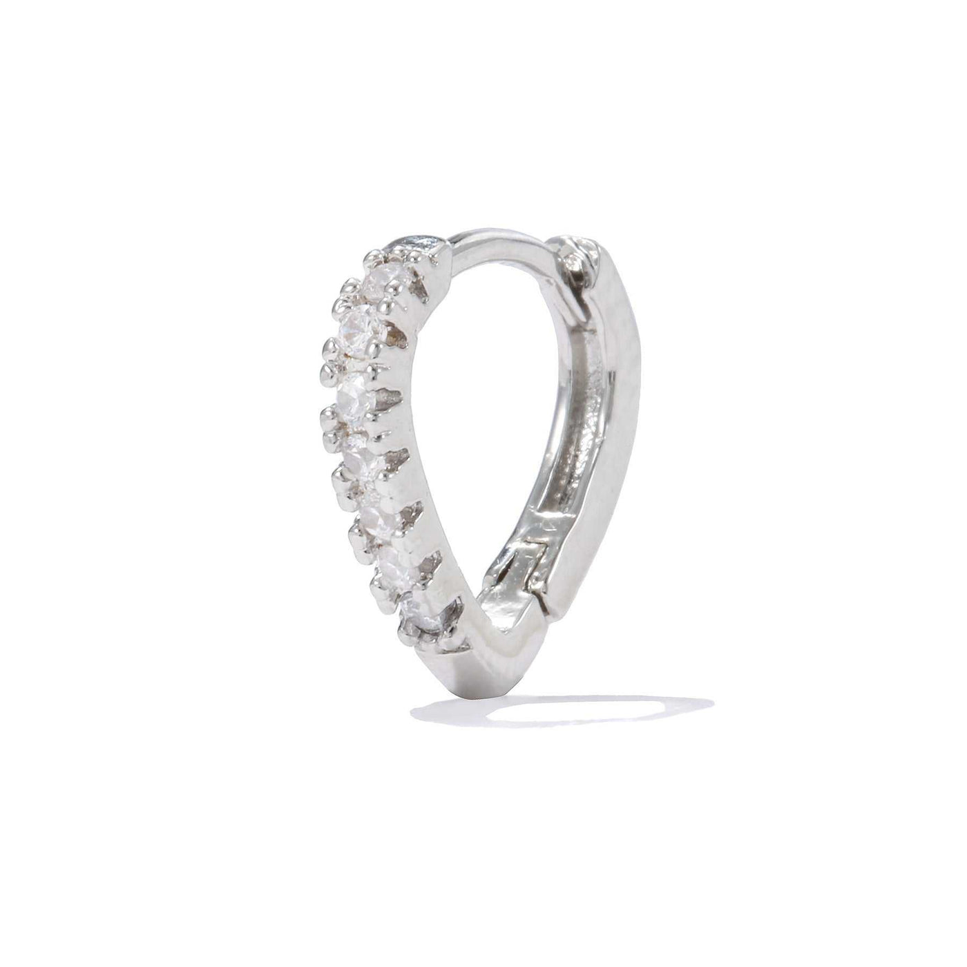 Simple silver geometric love heart ear clip with crystals for women summer cool style