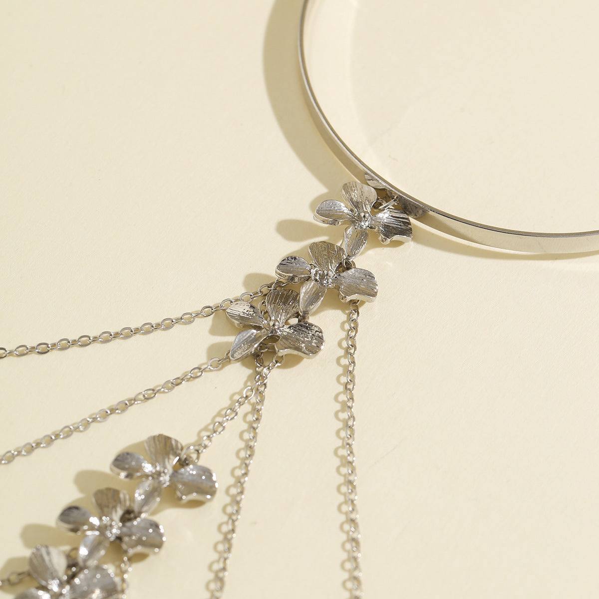 Europe and America style ethnic silver butterfly flower tassel arm chain bracelet jewelry