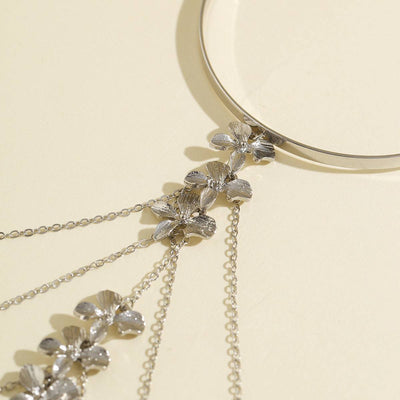 Europe and America style ethnic silver butterfly flower tassel arm chain bracelet jewelry