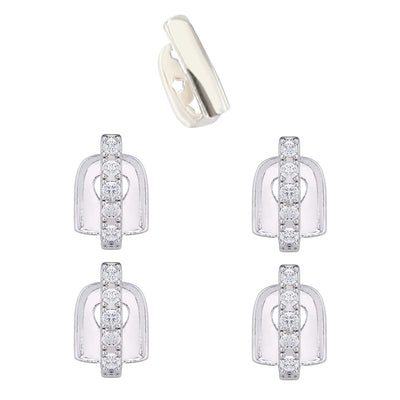 Three-piece silver zircon Teeth Joint hip hop accessory set with electroplating finish