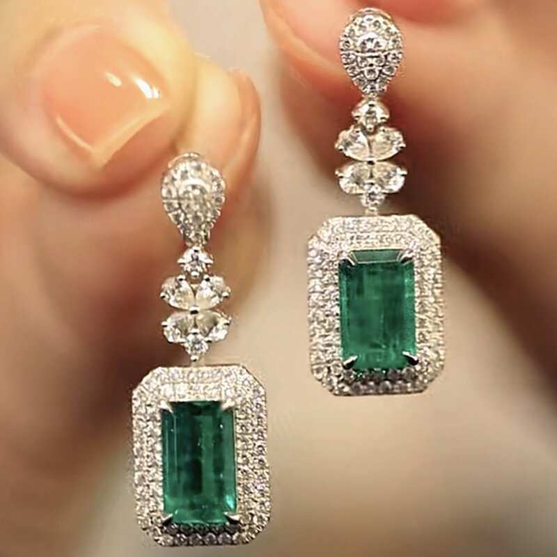 Square Bright Zircon Earrings