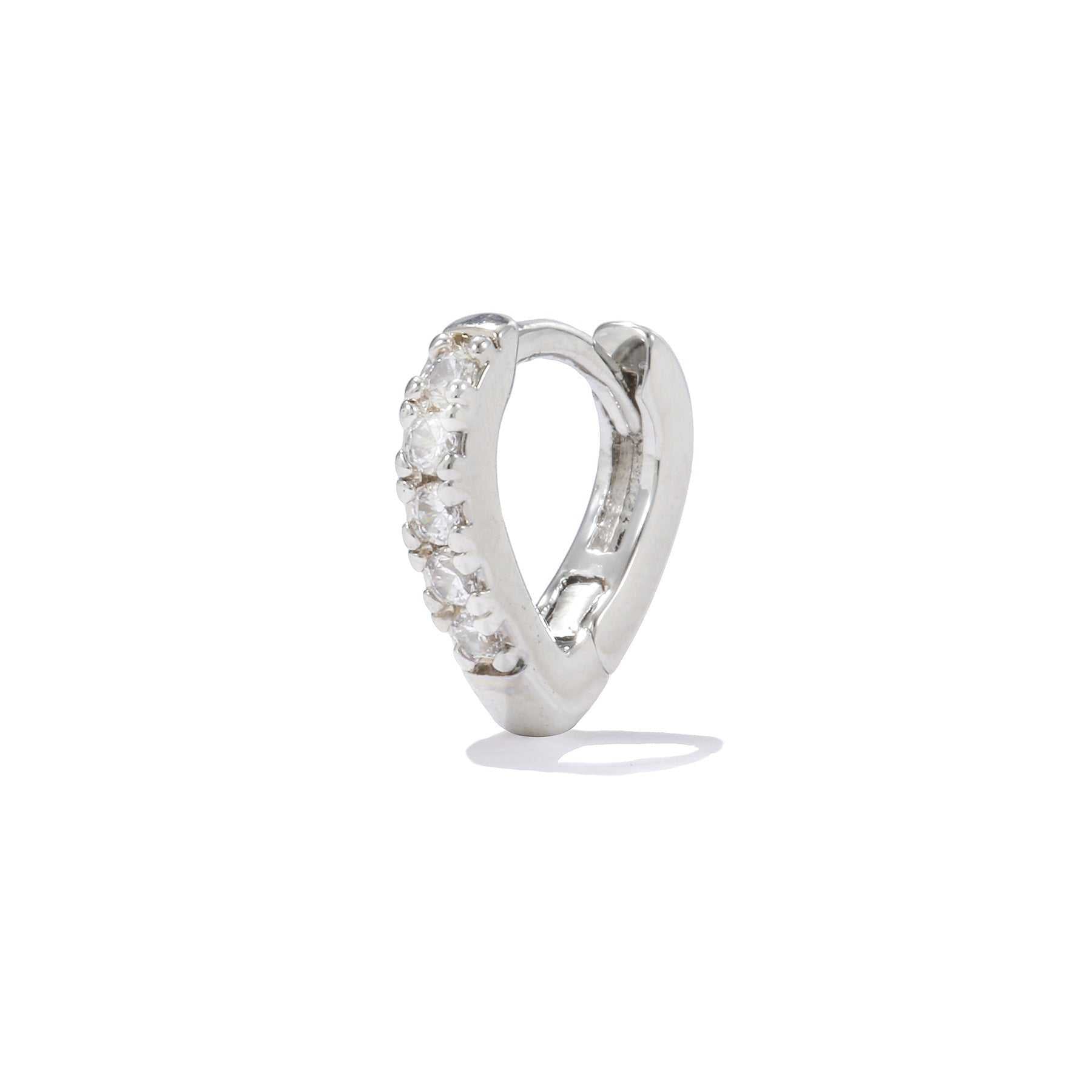 Simple temperament summer cool love heart-shaped silver ear clip with crystals