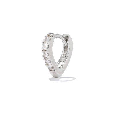 Simple temperament summer cool love heart-shaped silver ear clip with crystals