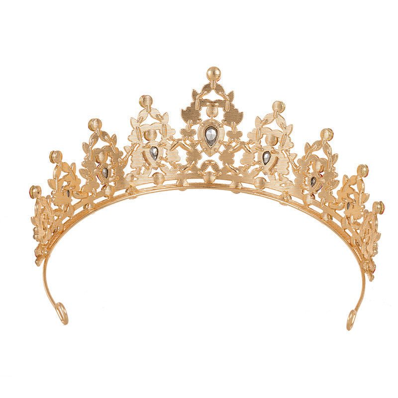 Gold baroque bride headdress crown with rhinestone details