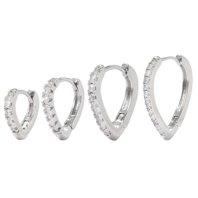 Simple Temperament Summer Cool Love Heart-Shaped Silver Tone Ear Clips with Rhinestones