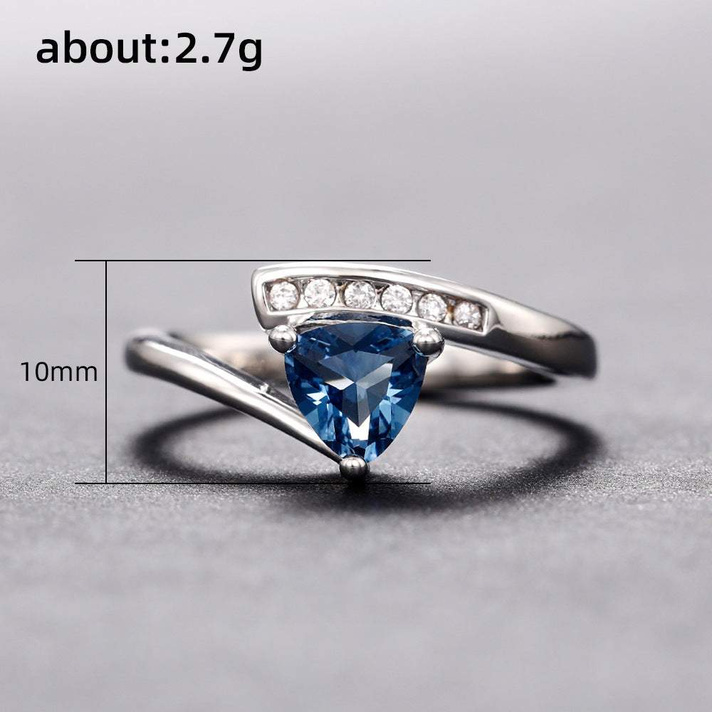  Micro-inlaid Blue Black Zircon Ring