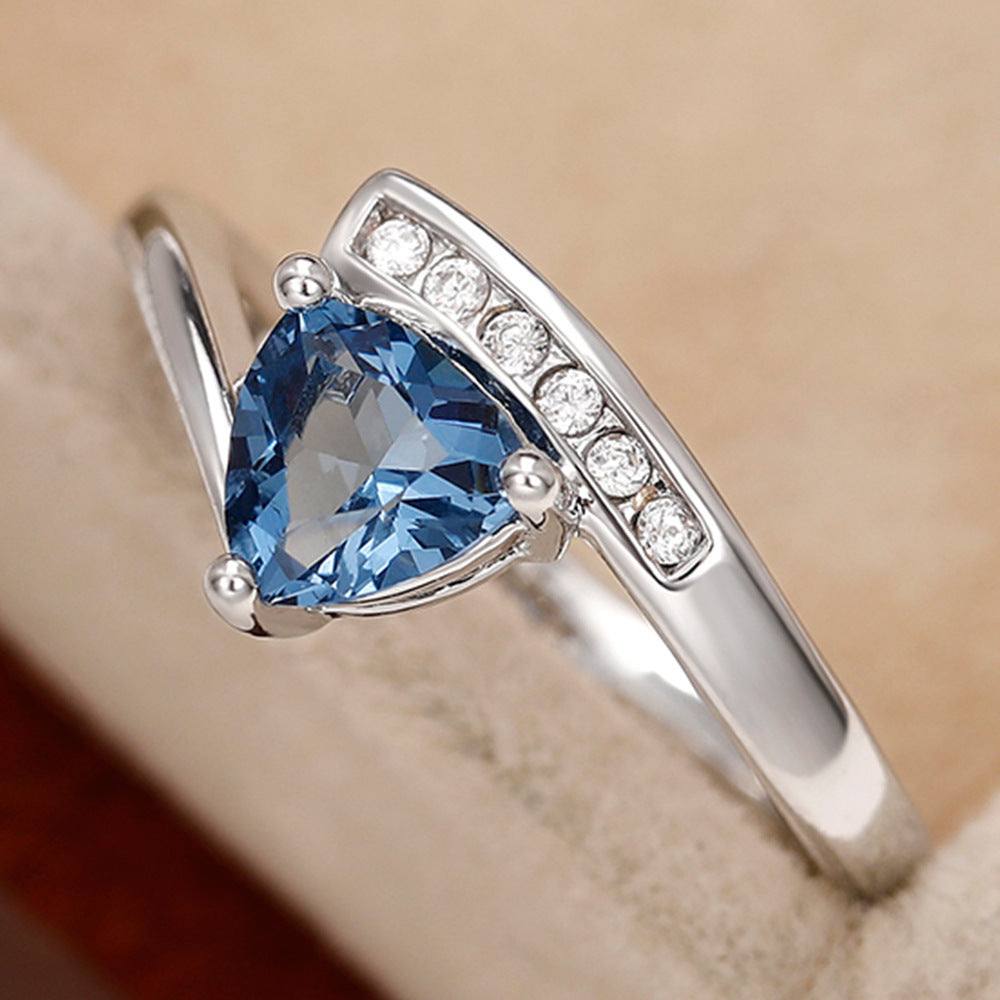  Micro-inlaid Blue Black Zircon Ring