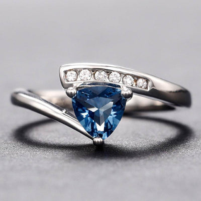  Micro-inlaid Blue Black Zircon Ring