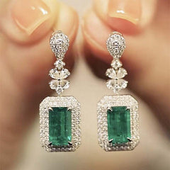 Square Bright Zircon Earrings