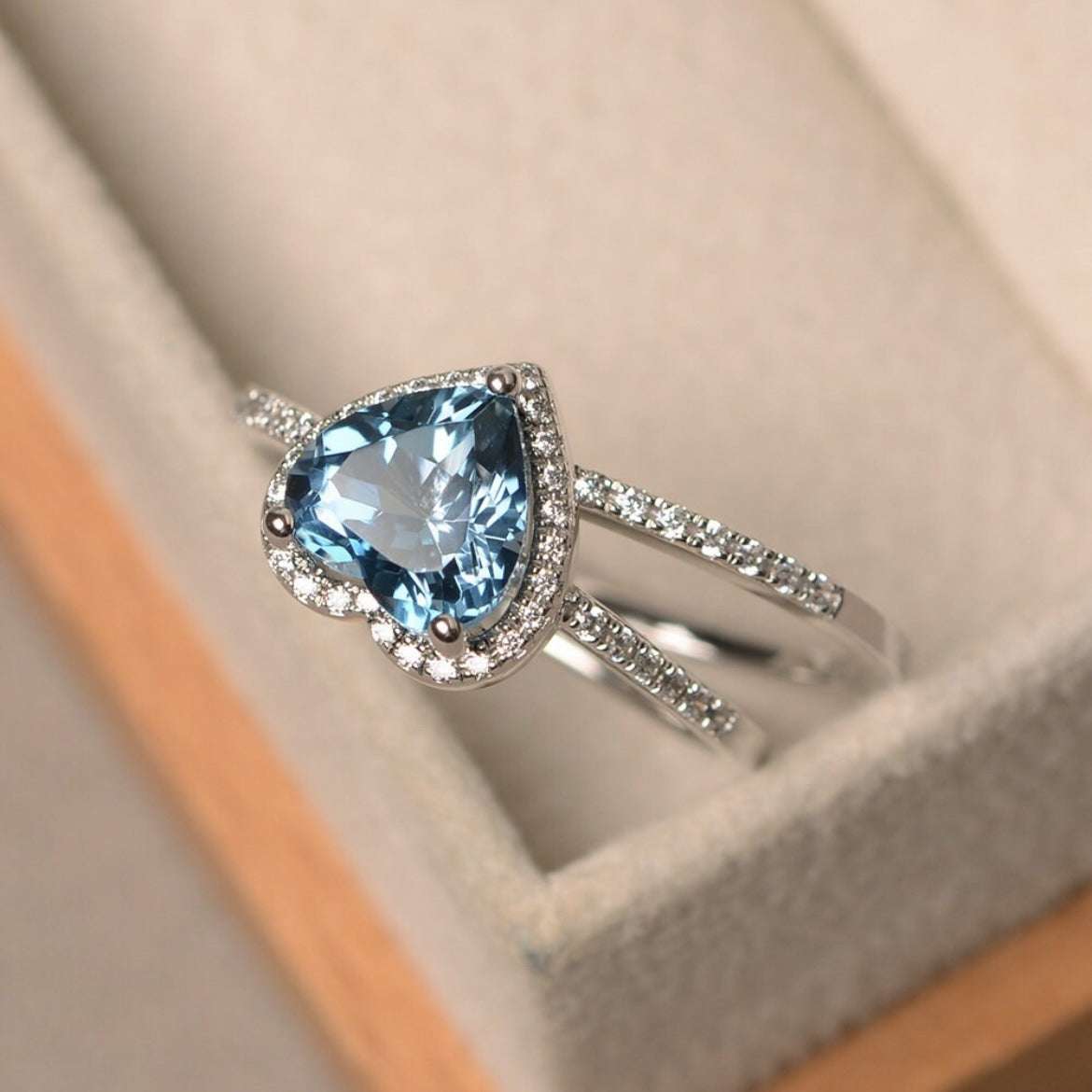 Blue Heart Zircon Ring