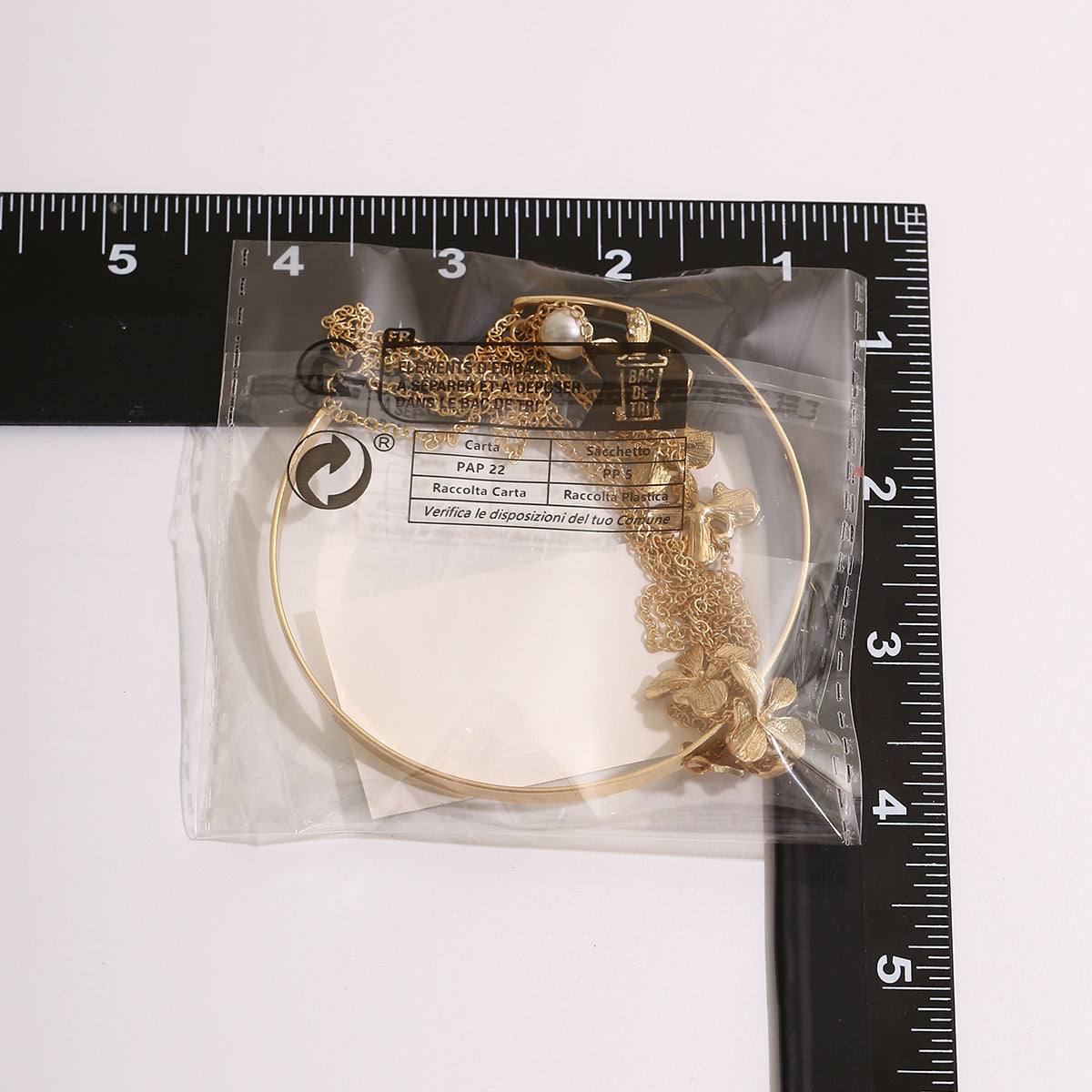 Europe and America ethnic butterfly flower tassel bracelet armchain jewelry in white metal with star shell elements