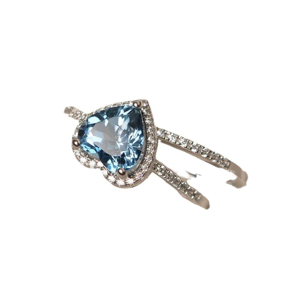 Blue Heart Zircon Ring
