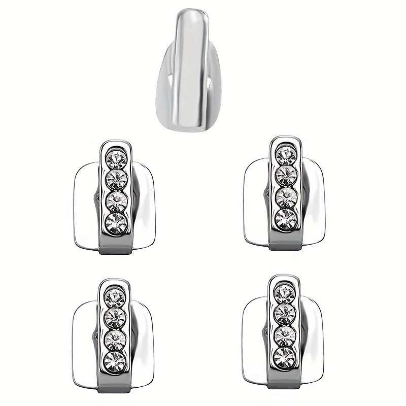 Silver zircon teeth joint three-piece hip hop set with rhinestones