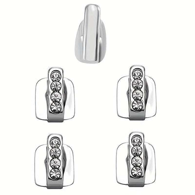 Silver zircon teeth joint three-piece hip hop set with rhinestones