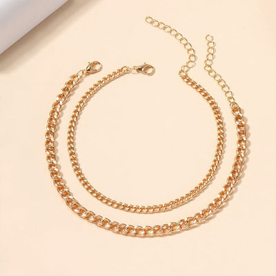 fashion simple chain double-circle gold anklet for women