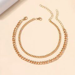 fashion simple chain double-circle gold anklet for women