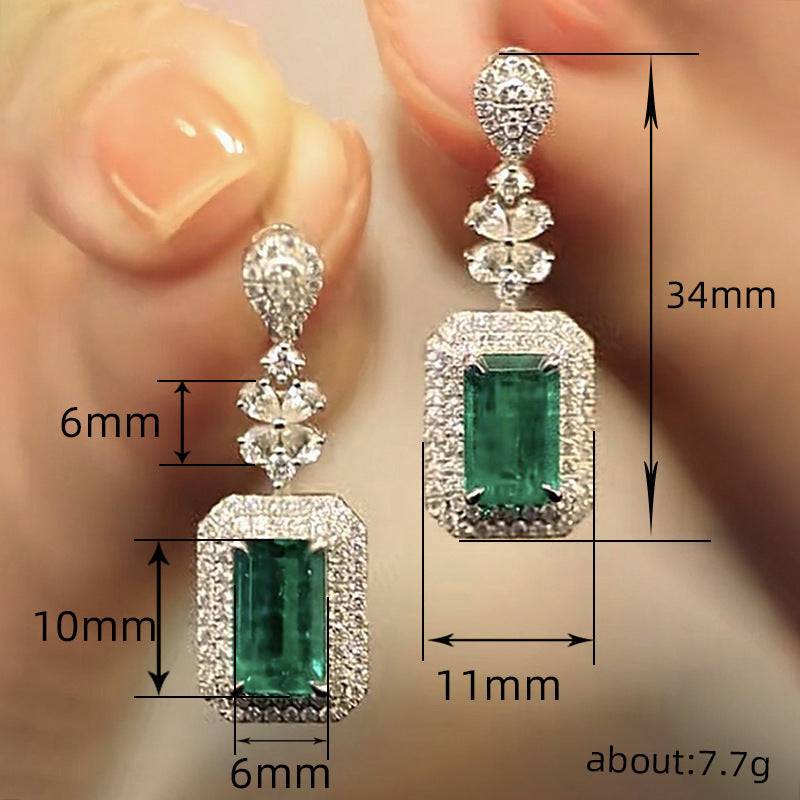 Square Bright Zircon Earrings