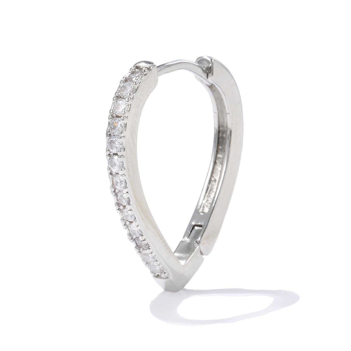 Simple silver geometric heart-shaped ear clip with crystals for women summer fashion accessory