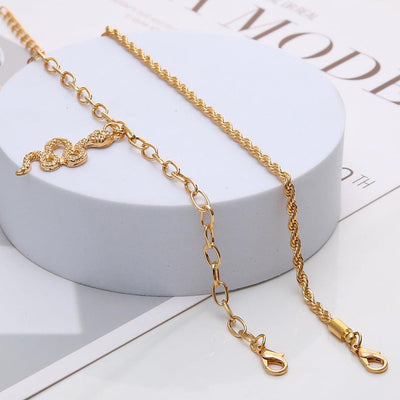 Gold Fashion Twist Snake Pendant double circle anklet set for women in alloy material