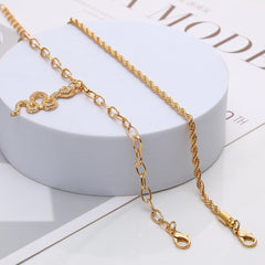 Gold Fashion Twist Snake Pendant double circle anklet set for women in alloy material