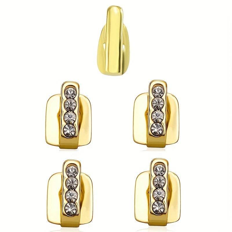 Gold Teeth Joint set with rhinestone detailing, three-piece hip hop style accessory