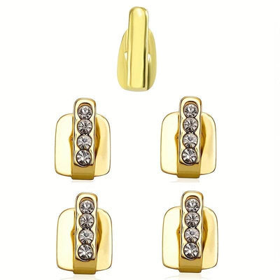 Gold Teeth Joint set with rhinestone detailing, three-piece hip hop style accessory