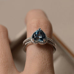 Blue Heart Zircon Ring