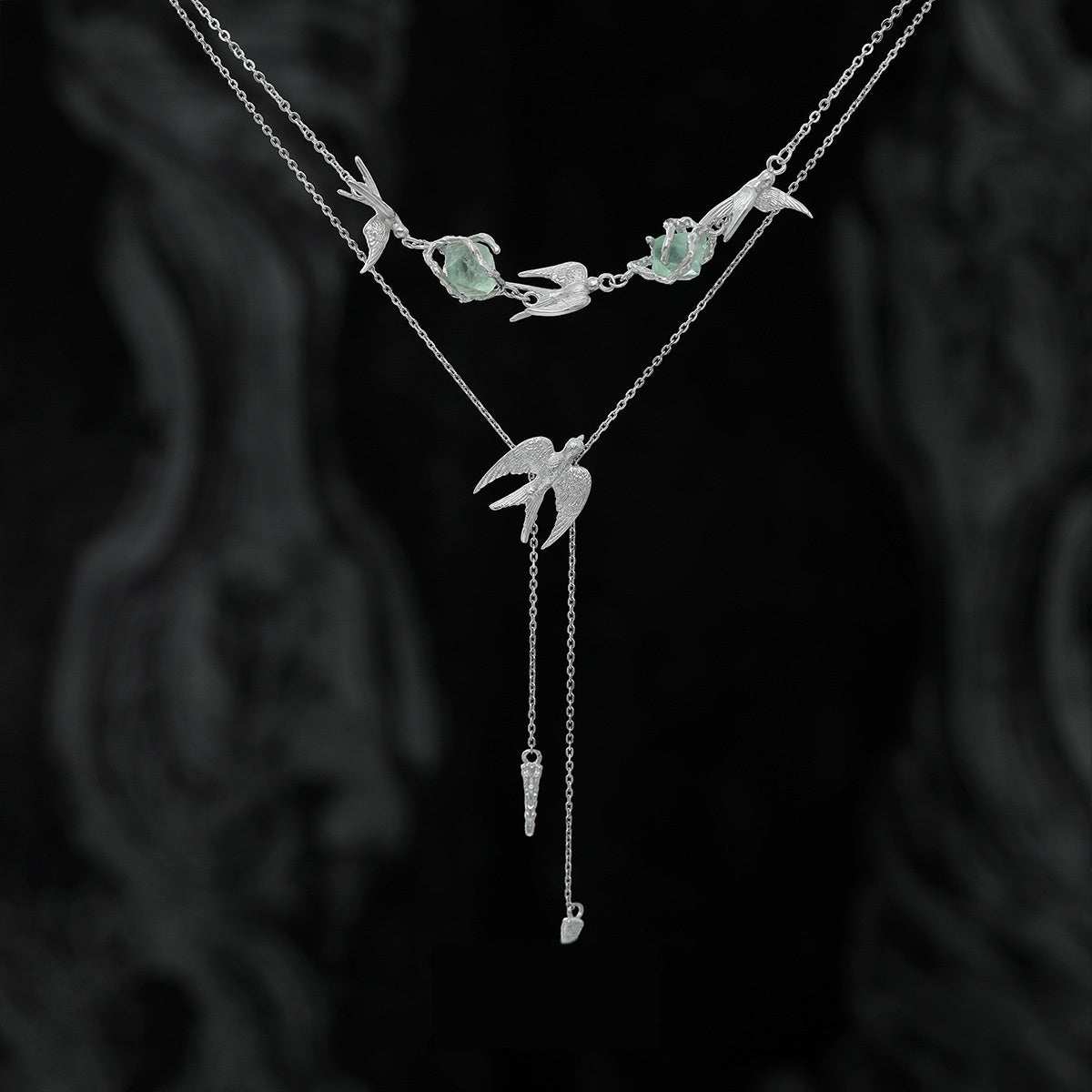 Flying Bird Fluorite Necklace