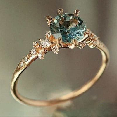 Creative design gold plated claw ring with blue zircon and micro inlay detailing
