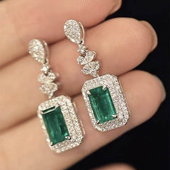Square Bright Zircon Earrings