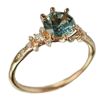 Creative design gold plated claw ring with blue zircon and micro inlay detailing